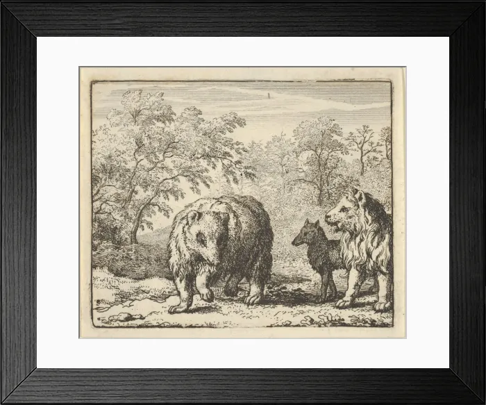 Framed Print : The Lion Frees the Bear and the Wolf, 1650-75. Creator: Allart van Everdingen Framed Print : The Lion Frees the Bear and the Wolf, 1650-75. Creator: Allart van Everdingen