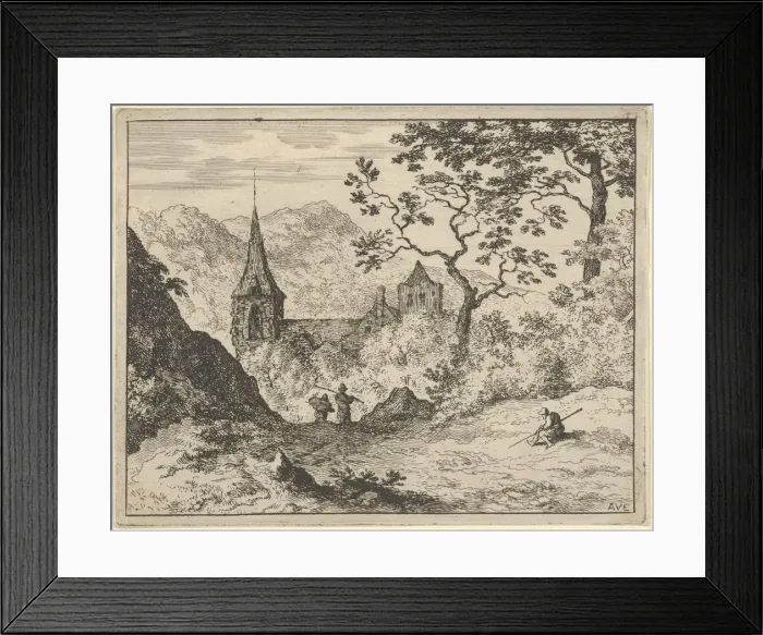 Framed Print : The Church in the Valley, 17th century. Creator: Allart van Everdingen Framed Print : The Church in the Valley, 17th century. Creator: Allart van Everdingen
