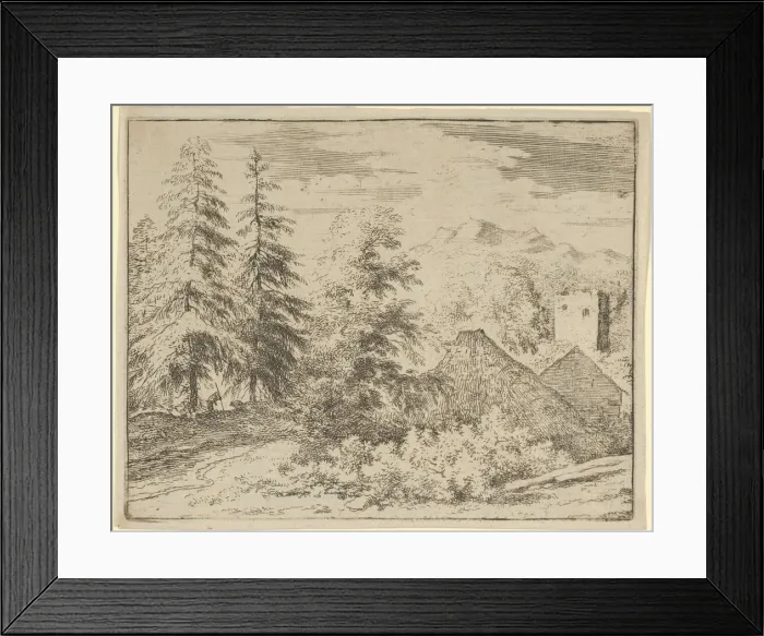 Framed Print : The Man between the Two Fir Trees, 17th century. Creator: Allart van Everdingen Framed Print : The Man between the Two Fir Trees, 17th century. Creator: Allart van Everdingen