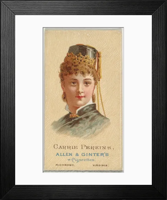 Framed Print : Carrie Perkins, from Worlds Beauties, Series 2 (N27) for Allen & Ginter Cigarettes Framed Print : Carrie Perkins, from Worlds Beauties, Series 2 (N27) for Allen & Ginter Cigarettes