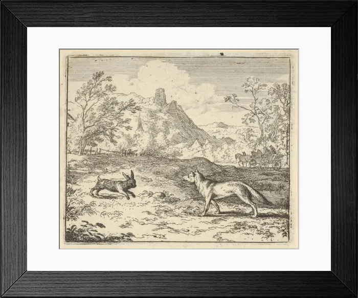 Framed Print : Renard Lies that the Rabbit Insulted One of His Children, 1650-75 Framed Print : Renard Lies that the Rabbit Insulted One of His Children, 1650-75