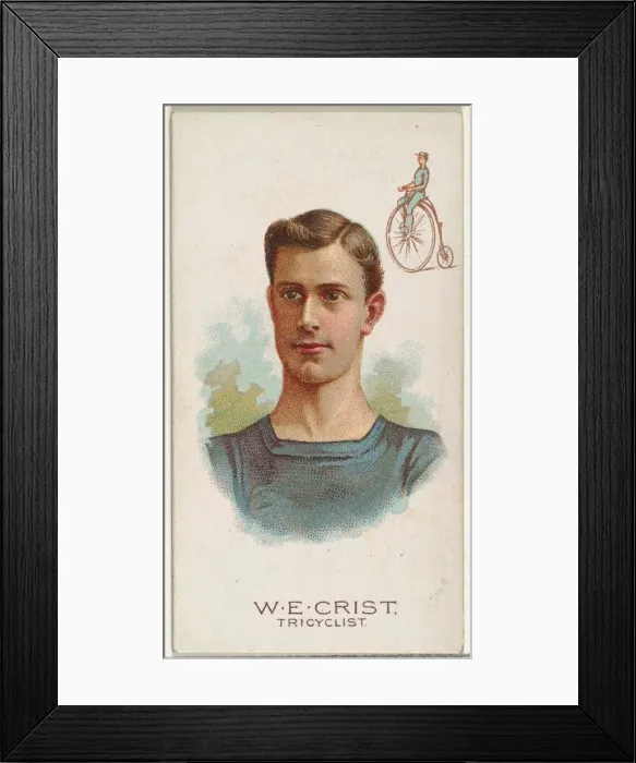 Framed Print : W. E. Crist, Tricyclist, from Worlds Champions, Series 2 (N29) for Allen & Framed Print : W. E. Crist, Tricyclist, from Worlds Champions, Series 2 (N29) for Allen &