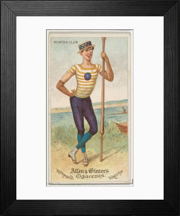 Framed Print : Rowing Club, from Worlds Dudes series (N31) for Allen & Ginter Cigarettes, 1888 Framed Print : Rowing Club, from Worlds Dudes series (N31) for Allen & Ginter Cigarettes, 1888