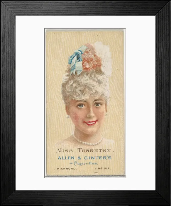 Framed Print : Miss Thornton, from Worlds Beauties, Series 2 (N27) for Allen & Ginter Cigarettes Framed Print : Miss Thornton, from Worlds Beauties, Series 2 (N27) for Allen & Ginter Cigarettes