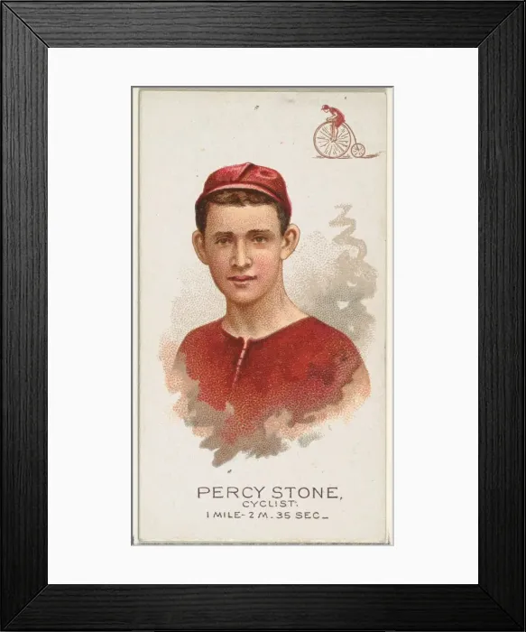 Framed Print : Percy Stone, Cyclist, from Worlds Champions, Series 2 (N29) for Allen & Framed Print : Percy Stone, Cyclist, from Worlds Champions, Series 2 (N29) for Allen &