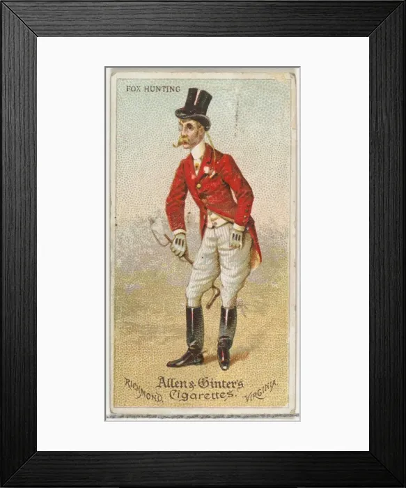 Framed Print : Fox Hunting, from Worlds Dudes series (N31) for Allen & Ginter Cigarettes, 1888 Framed Print : Fox Hunting, from Worlds Dudes series (N31) for Allen & Ginter Cigarettes, 1888