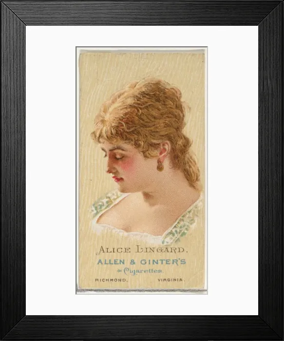 Framed Print : Alice Lingard, from Worlds Beauties, Series 2 (N27) for Allen & Ginter Cigarettes Framed Print : Alice Lingard, from Worlds Beauties, Series 2 (N27) for Allen & Ginter Cigarettes