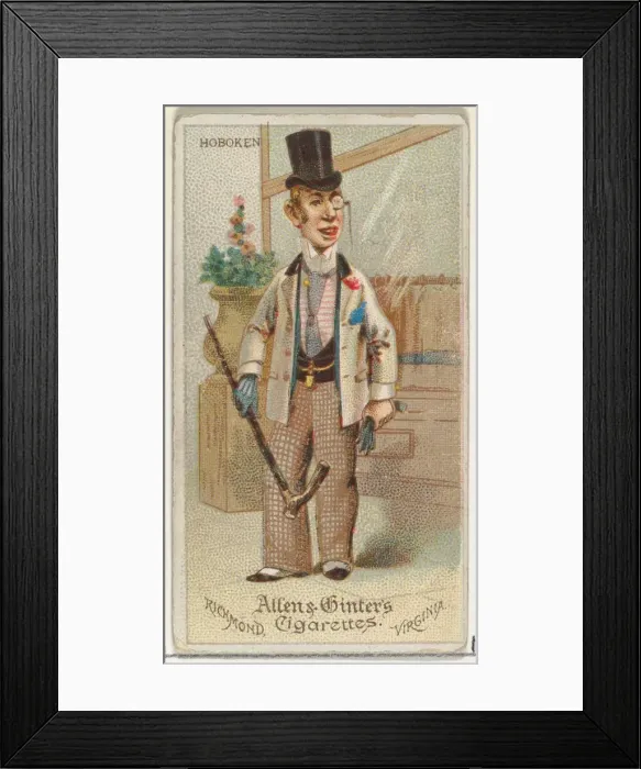 Framed Print : Hoboken, from Worlds Dudes series (N31) for Allen & Ginter Cigarettes, 1888 Framed Print : Hoboken, from Worlds Dudes series (N31) for Allen & Ginter Cigarettes, 1888
