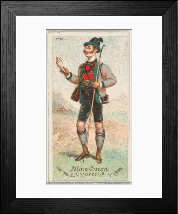 Framed Print : Tyrol, from Worlds Dudes series (N31) for Allen & Ginter Cigarettes, 1888 Framed Print : Tyrol, from Worlds Dudes series (N31) for Allen & Ginter Cigarettes, 1888