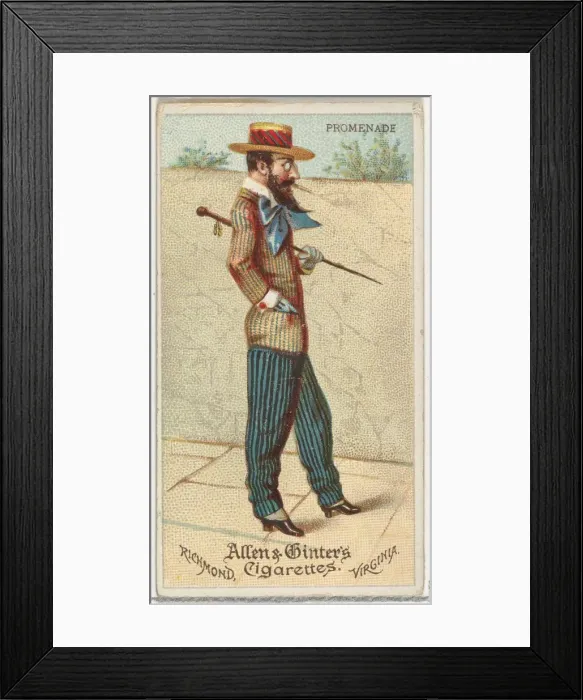 Framed Print : Promenade, from Worlds Dudes series (N31) for Allen & Ginter Cigarettes, 1888 Framed Print : Promenade, from Worlds Dudes series (N31) for Allen & Ginter Cigarettes, 1888