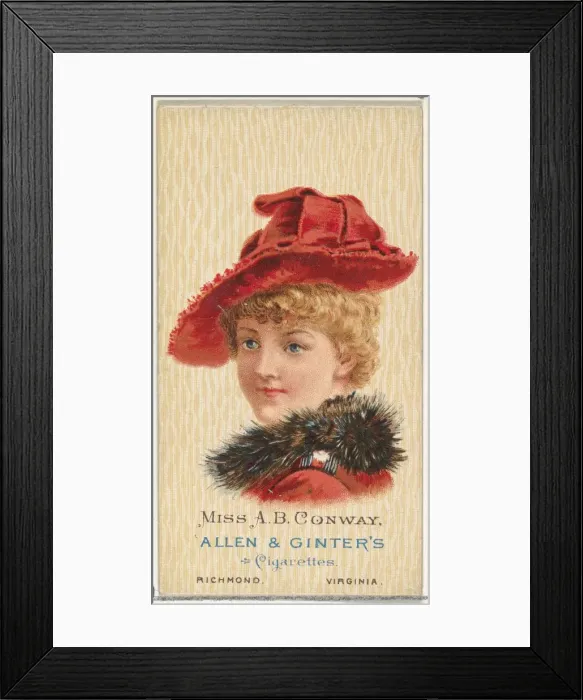Framed Print : Miss A. B. Conway, from Worlds Beauties, Series 2 (N27) for Allen & Ginter Cigarettes Framed Print : Miss A. B. Conway, from Worlds Beauties, Series 2 (N27) for Allen & Ginter Cigarettes
