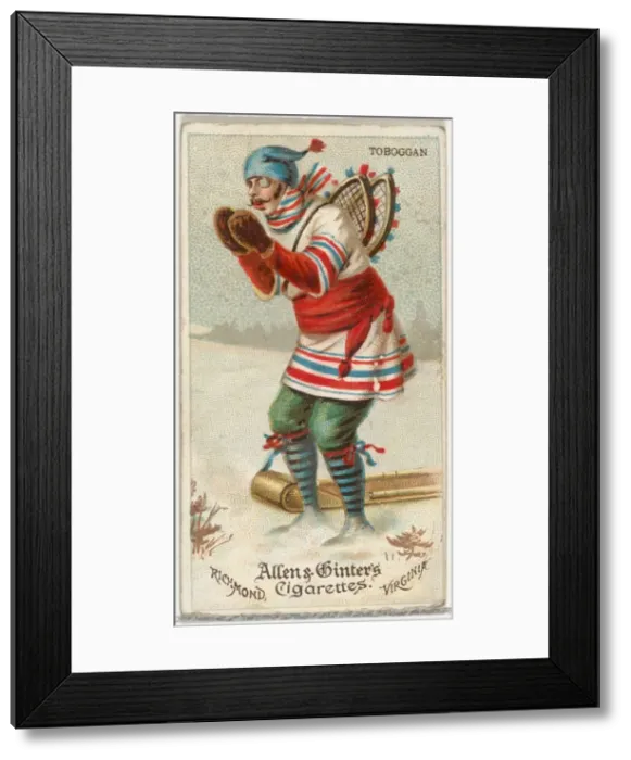 Framed Print : Toboggan, from Worlds Dudes series (N31) for Allen & Ginter Cigarettes, 1888 Framed Print : Toboggan, from Worlds Dudes series (N31) for Allen & Ginter Cigarettes, 1888