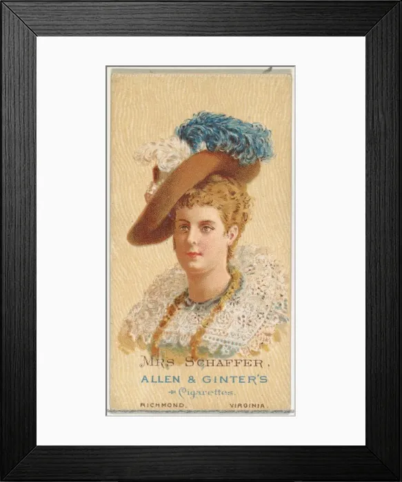 Framed Print : Mrs. Schaffer, from Worlds Beauties, Series 2 (N27) for Allen & Ginter Cigarettes Framed Print : Mrs. Schaffer, from Worlds Beauties, Series 2 (N27) for Allen & Ginter Cigarettes