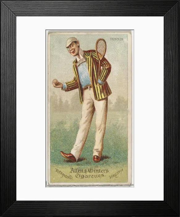 Framed Print : Tennis, from Worlds Dudes series (N31) for Allen & Ginter Cigarettes, 1888 Framed Print : Tennis, from Worlds Dudes series (N31) for Allen & Ginter Cigarettes, 1888