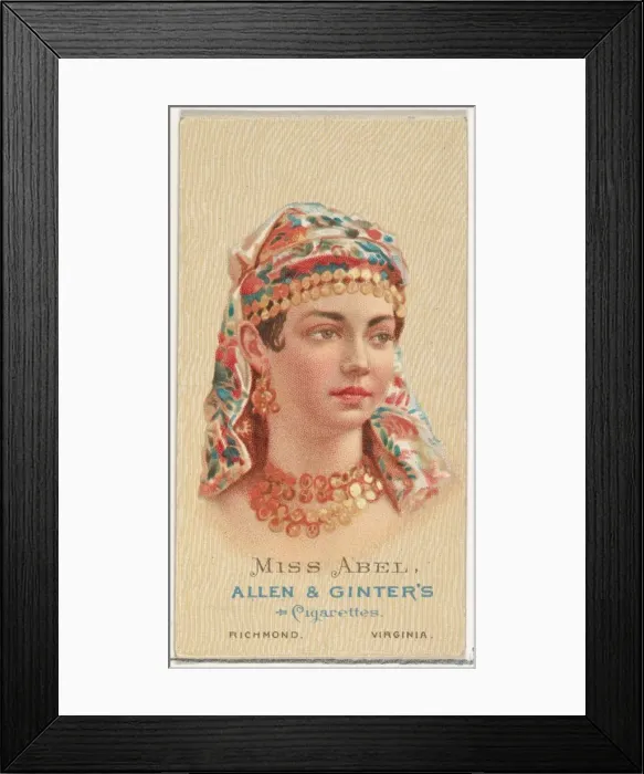Framed Print : Miss Abel, from Worlds Beauties, Series 2 (N27) for Allen & Ginter Cigarettes, 1888 Framed Print : Miss Abel, from Worlds Beauties, Series 2 (N27) for Allen & Ginter Cigarettes, 1888