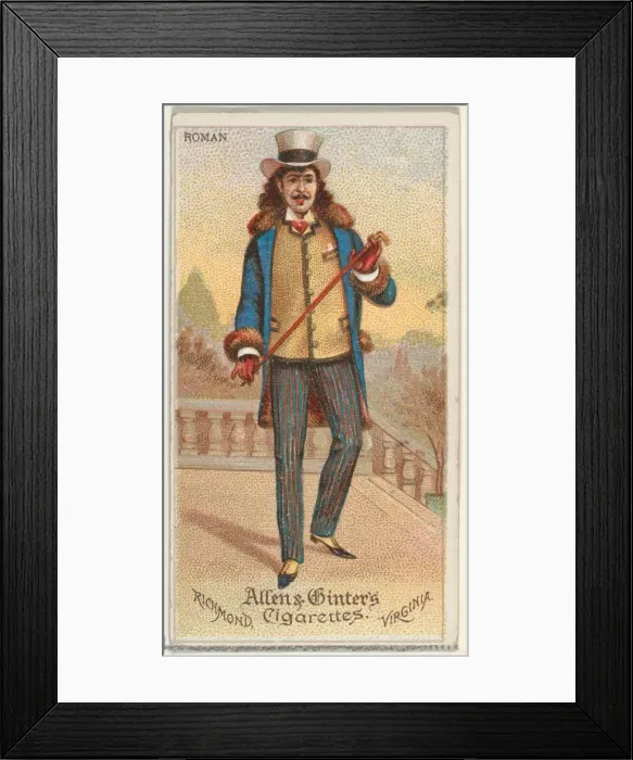 Framed Print : Roman, from Worlds Dudes series (N31) for Allen & Ginter Cigarettes, 1888 Framed Print : Roman, from Worlds Dudes series (N31) for Allen & Ginter Cigarettes, 1888