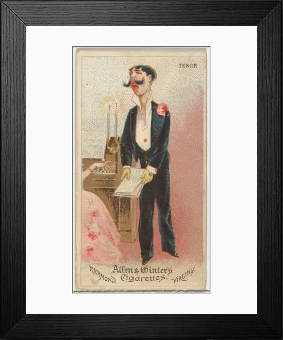 Framed Print : Tenor, from Worlds Dudes series (N31) for Allen & Ginter Cigarettes, 1888 Framed Print : Tenor, from Worlds Dudes series (N31) for Allen & Ginter Cigarettes, 1888