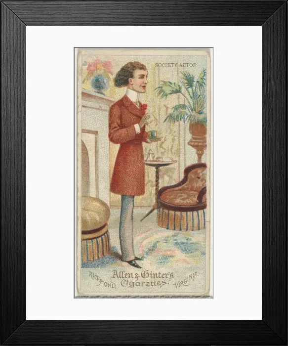 Framed Print : Society Actor, from Worlds Dudes series (N31) for Allen & Ginter Cigarettes, 1888 Framed Print : Society Actor, from Worlds Dudes series (N31) for Allen & Ginter Cigarettes, 1888