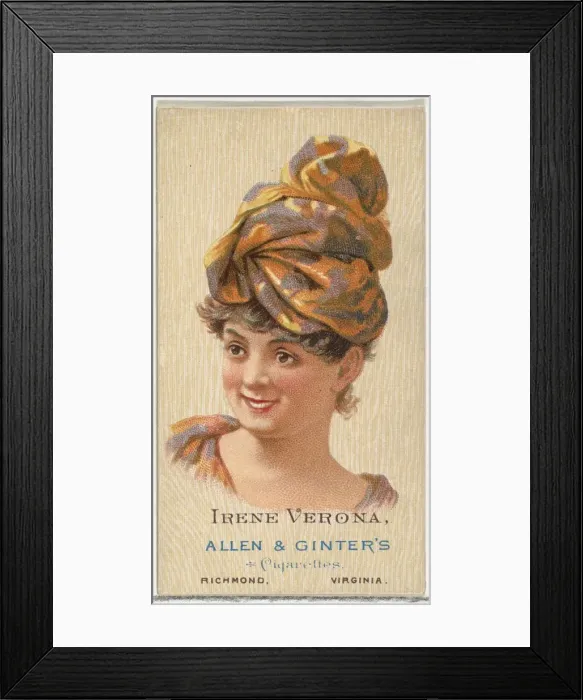 Framed Print : Irene Verona, from Worlds Beauties, Series 2 (N27) for Allen & Ginter Cigarettes Framed Print : Irene Verona, from Worlds Beauties, Series 2 (N27) for Allen & Ginter Cigarettes