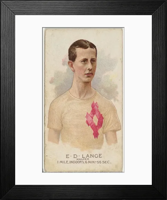 Framed Print : E. D. Lange, Walker, from Worlds Champions, Series 2 (N29) for Allen & Framed Print : E. D. Lange, Walker, from Worlds Champions, Series 2 (N29) for Allen &