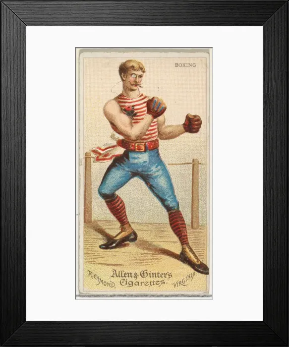 Framed Print : Boxing, from Worlds Dudes series (N31) for Allen & Ginter Cigarettes, 1888 Framed Print : Boxing, from Worlds Dudes series (N31) for Allen & Ginter Cigarettes, 1888