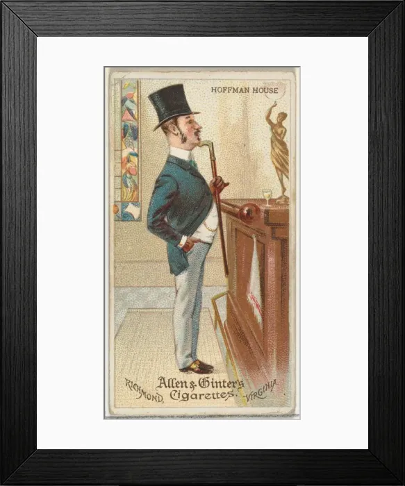 Framed Print : Hoffman House, from Worlds Dudes series (N31) for Allen & Ginter Cigarettes, 1888 Framed Print : Hoffman House, from Worlds Dudes series (N31) for Allen & Ginter Cigarettes, 1888