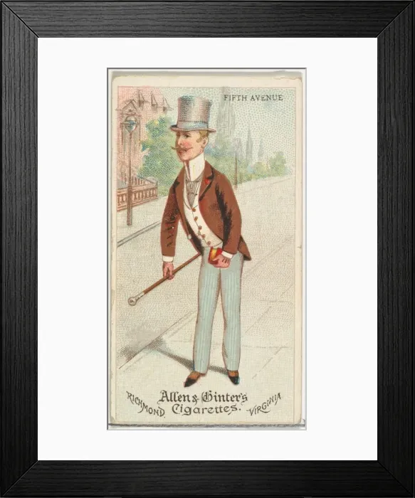 Framed Print : Fifth Avenue, from Worlds Dudes series (N31) for Allen & Ginter Cigarettes, 1888 Framed Print : Fifth Avenue, from Worlds Dudes series (N31) for Allen & Ginter Cigarettes, 1888