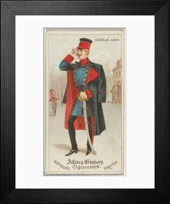 Framed Print : German, Army, from Worlds Dudes series (N31) for Allen & Ginter Cigarettes, 1888 Framed Print : German, Army, from Worlds Dudes series (N31) for Allen & Ginter Cigarettes, 1888