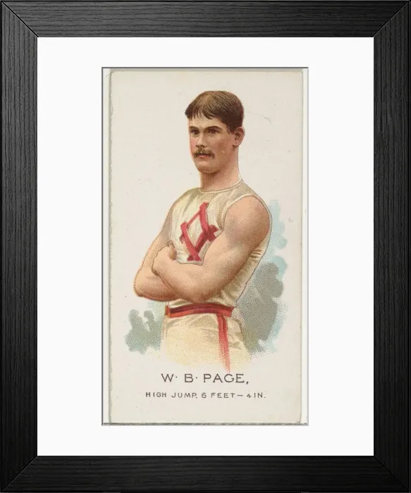 Framed Print : W. B. Page, High Jump, from Worlds Champions, Series 2 (N29) for Allen & Framed Print : W. B. Page, High Jump, from Worlds Champions, Series 2 (N29) for Allen &