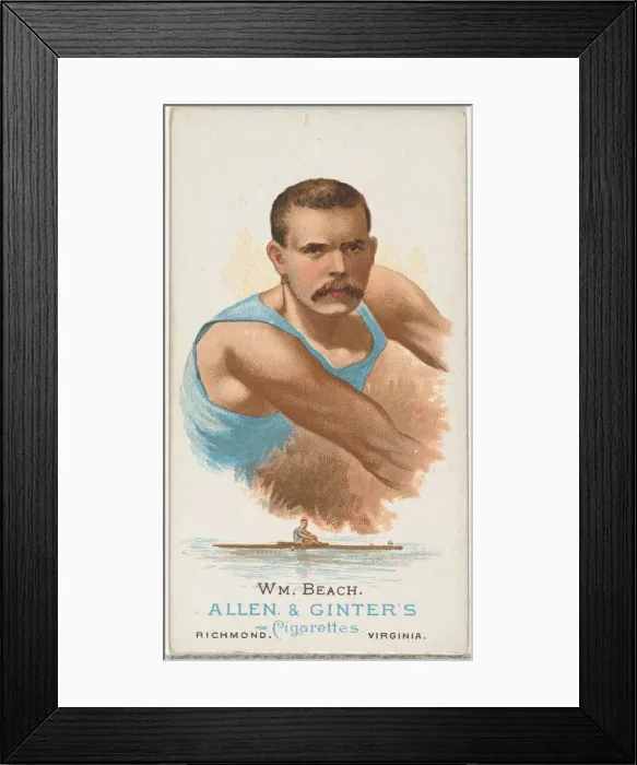 Framed Print : William Beach, Oarsman, from Worlds Champions, Series 1 (N28) for Allen & Framed Print : William Beach, Oarsman, from Worlds Champions, Series 1 (N28) for Allen &