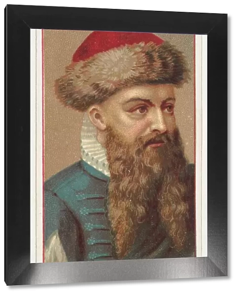 Johannes Gutenberg, printers sample for the Worlds Inventors souvenir album (A25