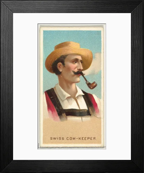 Framed Print : Swiss Cow-Keeper, from Worlds Smokers series (N33) for Allen & Ginter Cigarettes Framed Print : Swiss Cow-Keeper, from Worlds Smokers series (N33) for Allen & Ginter Cigarettes