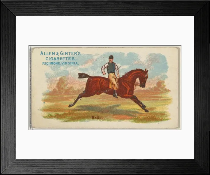 Framed Print : Exile, from The Worlds Racers series (N32) for Allen & Ginter Cigarettes, 1888 Framed Print : Exile, from The Worlds Racers series (N32) for Allen & Ginter Cigarettes, 1888