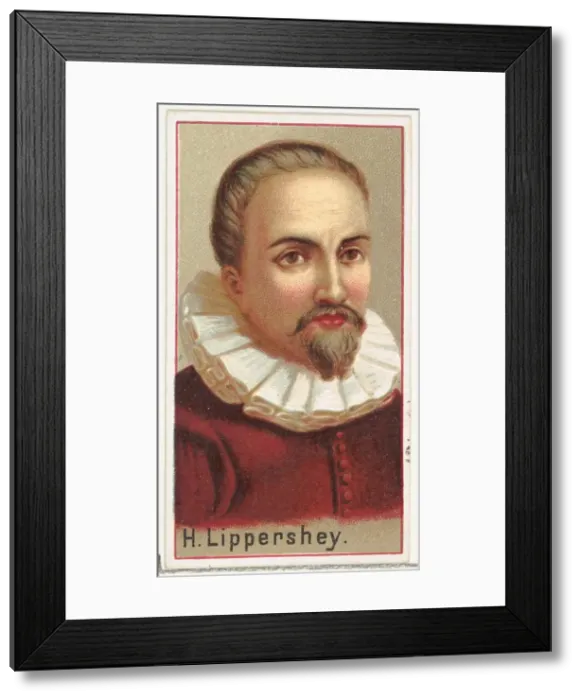 Framed Print : H. Lippershey, printers sample for the Worlds Inventors souvenir album (A25 Framed Print : H. Lippershey, printers sample for the Worlds Inventors souvenir album (A25