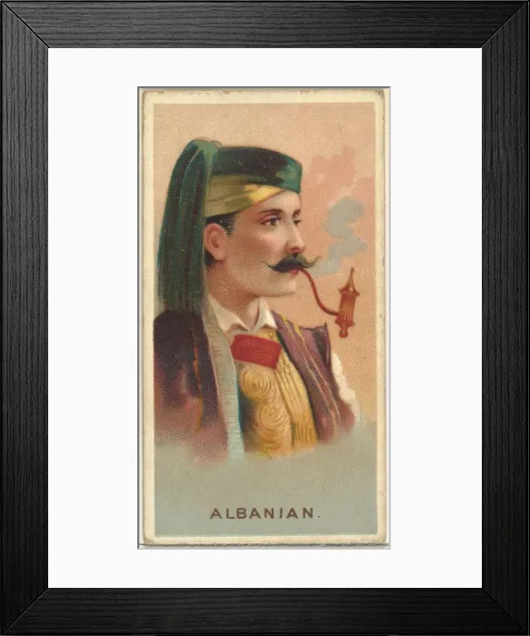 Framed Print : Albanian, from Worlds Smokers series (N33) for Allen & Ginter Cigarettes, 1888 Framed Print : Albanian, from Worlds Smokers series (N33) for Allen & Ginter Cigarettes, 1888