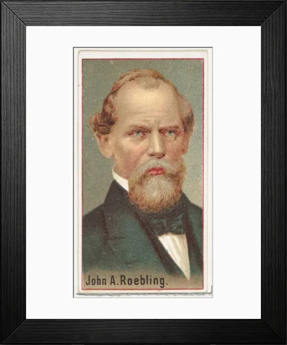 Framed Print : John A. Roebling, printers sample for the Worlds Inventors souvenir album (A25 Framed Print : John A. Roebling, printers sample for the Worlds Inventors souvenir album (A25