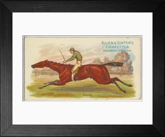 Framed Print : Carey, from The Worlds Racers series (N32) for Allen & Ginter Cigarettes, 1888 Framed Print : Carey, from The Worlds Racers series (N32) for Allen & Ginter Cigarettes, 1888