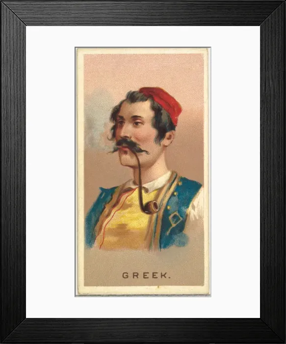 Framed Print : Greek, from Worlds Smokers series (N33) for Allen & Ginter Cigarettes, 1888 Framed Print : Greek, from Worlds Smokers series (N33) for Allen & Ginter Cigarettes, 1888