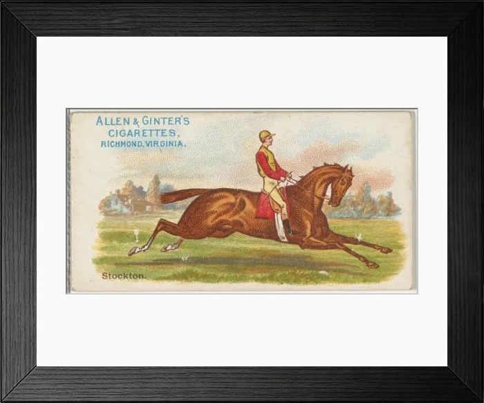Framed Print : Stockton, from The Worlds Racers series (N32) for Allen & Ginter Cigarettes, 1888 Framed Print : Stockton, from The Worlds Racers series (N32) for Allen & Ginter Cigarettes, 1888