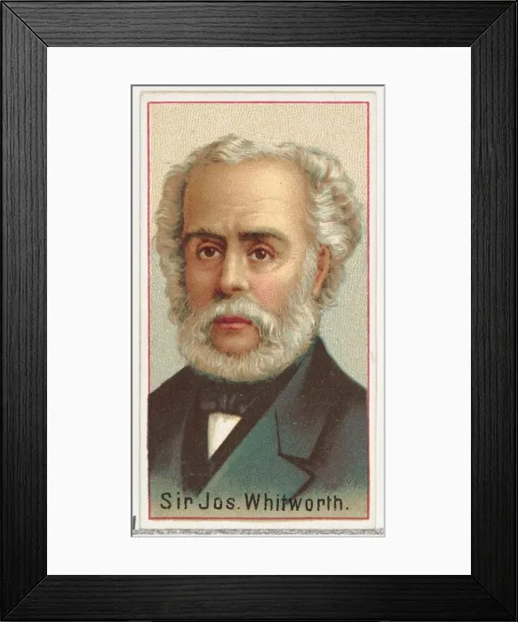 Framed Print : Sir Joseph Whitworth, printers sample for the Worlds Inventors souvenir album (A25 Framed Print : Sir Joseph Whitworth, printers sample for the Worlds Inventors souvenir album (A25