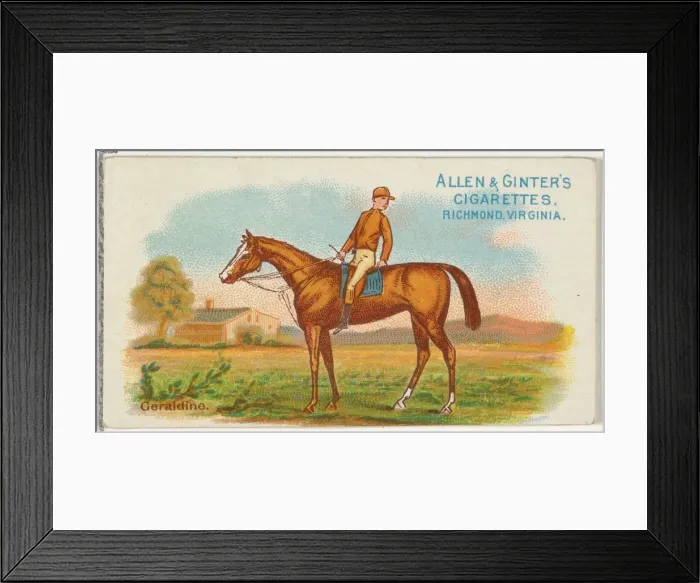 Framed Print : Geraldine, from The Worlds Racers series (N32) for Allen & Ginter Cigarettes, 1888 Framed Print : Geraldine, from The Worlds Racers series (N32) for Allen & Ginter Cigarettes, 1888
