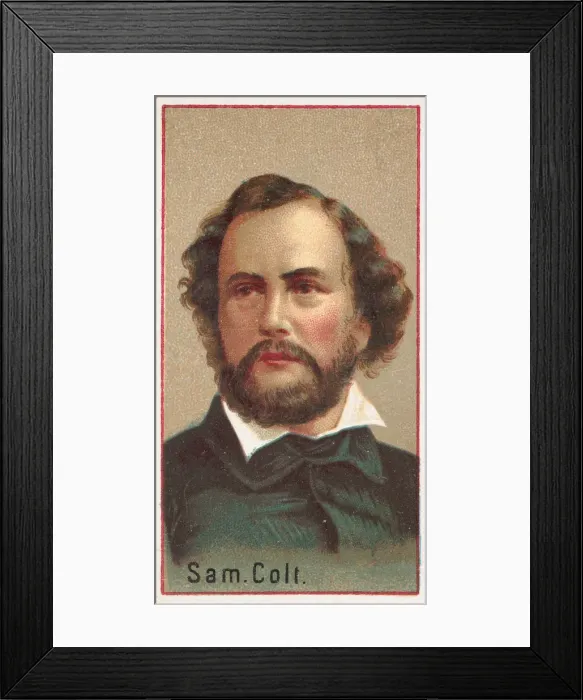 Framed Print : Samuel Colt, printers sample for the Worlds Inventors souvenir album (A25 Framed Print : Samuel Colt, printers sample for the Worlds Inventors souvenir album (A25