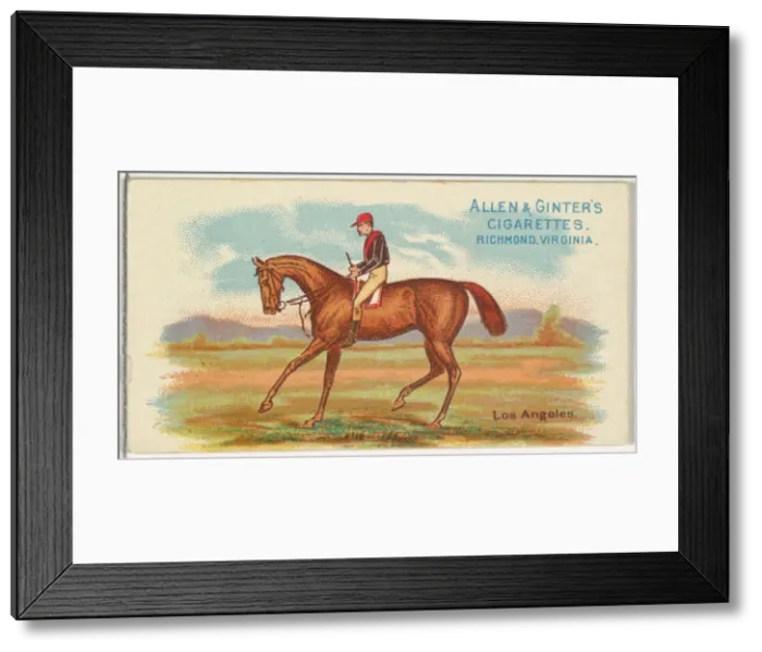Framed Print : Los Angeles, from The Worlds Racers series (N32) for Allen & Ginter Cigarettes, 1888 Framed Print : Los Angeles, from The Worlds Racers series (N32) for Allen & Ginter Cigarettes, 1888