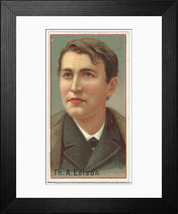 Framed Print : Thomas A. Edison, printers sample for the Worlds Inventors souvenir album (A25 Framed Print : Thomas A. Edison, printers sample for the Worlds Inventors souvenir album (A25