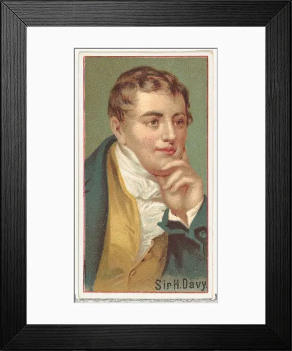 Framed Print : Sir H. Davy, printers sample for the Worlds Inventors souvenir album (A25 Framed Print : Sir H. Davy, printers sample for the Worlds Inventors souvenir album (A25