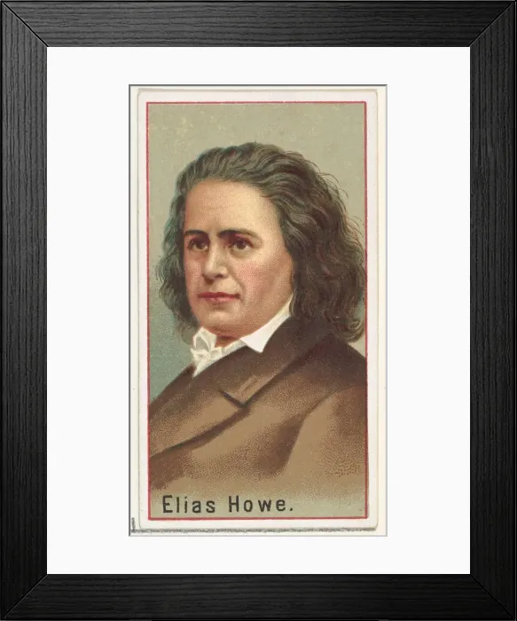 Framed Print : Elias Howe, printers sample for the Worlds Inventors souvenir album (A25 Framed Print : Elias Howe, printers sample for the Worlds Inventors souvenir album (A25