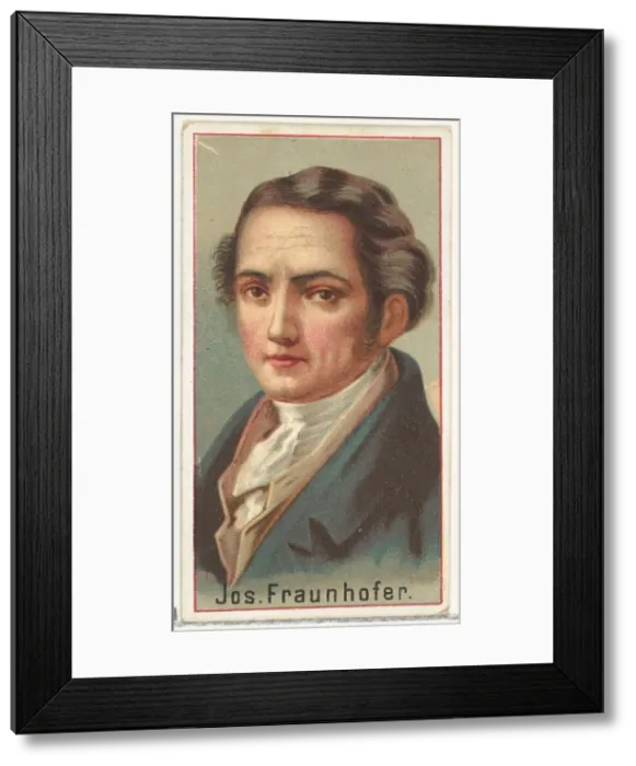 Framed Print : Joseph Fraunhofer, printers sample for the Worlds Inventors souvenir album (A25 Framed Print : Joseph Fraunhofer, printers sample for the Worlds Inventors souvenir album (A25