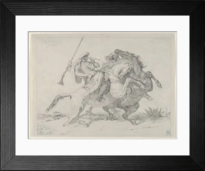 Framed Print : Collision of Moorish Horsemen, 1834. 1834. Creator: Eugene Delacroix Framed Print : Collision of Moorish Horsemen, 1834. 1834. Creator: Eugene Delacroix