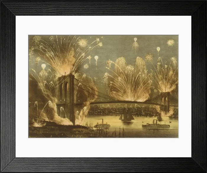 Framed Print : The Grand Display of Fireworks and Illuminations at the Opening of the Great Suspension Framed Print : The Grand Display of Fireworks and Illuminations at the Opening of the Great Suspension