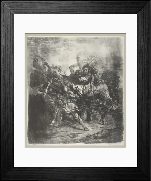 Framed Print : Weislingen attacked by Goetzs Men, 1836-43. 1836-43. Creator: Eugene Delacroix Framed Print : Weislingen attacked by Goetzs Men, 1836-43. 1836-43. Creator: Eugene Delacroix
